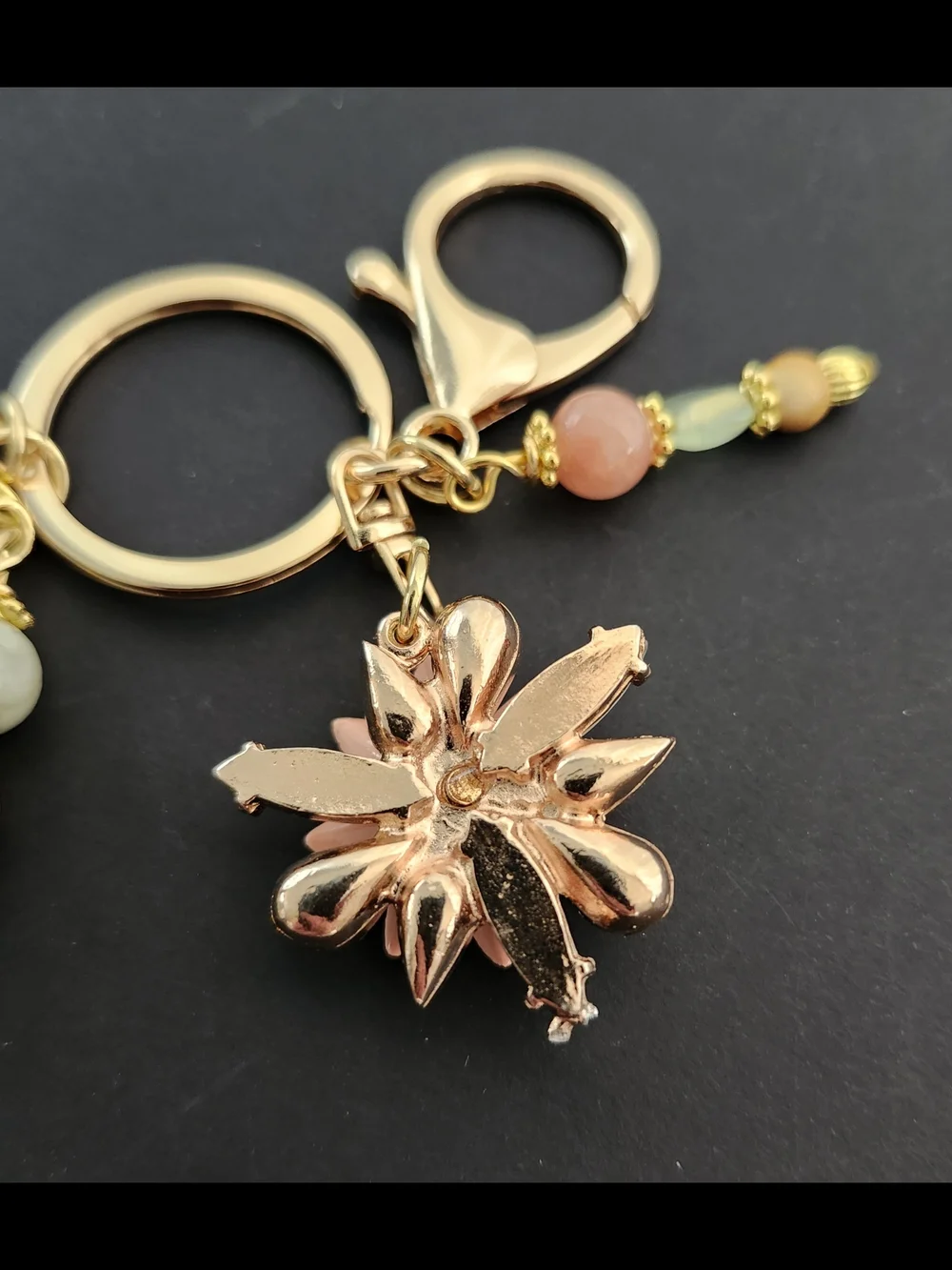 Floral Purse Charm or Keychain Aventurine Jasper Agate Handcrafted